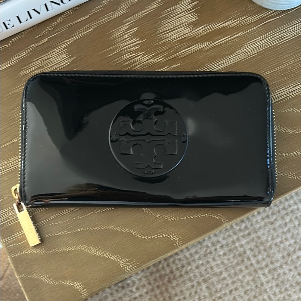 Tory Burch Black Patent Leather Wallet